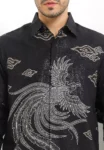 Kemeja Furing Allerga Batik Pria Lengan Panjang Black 1