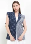 Outer Cardigan Atasan Vest Crop Batik Wanita Livianna Katun Premium Biru – Rianty Batik 1