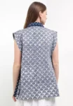 Outer Cardigan Atasan Vest Crop Batik Wanita Livianna Katun Premium Biru – Rianty Batik 1