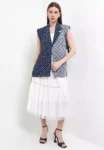 Outer Cardigan Atasan Vest Crop Batik Wanita Livianna Katun Premium Biru – Rianty Batik 1