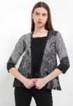 Outer Cardigan Vest Atasan Wanita Ravenia Lengan Panjang Black - Rianty Batik
