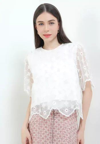 Sleeveless Inner Top Atasan Wanita Rihanna Putih Berfuring - Rianty Batik
