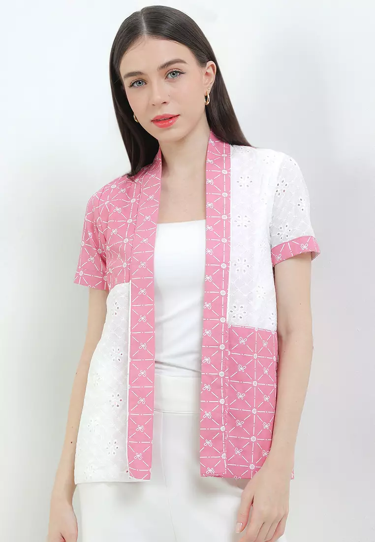 Outer Atasan Cardigan Vest Wanita Spesial Seruni Merona Collection Zinnia Pink - Rianty Batik